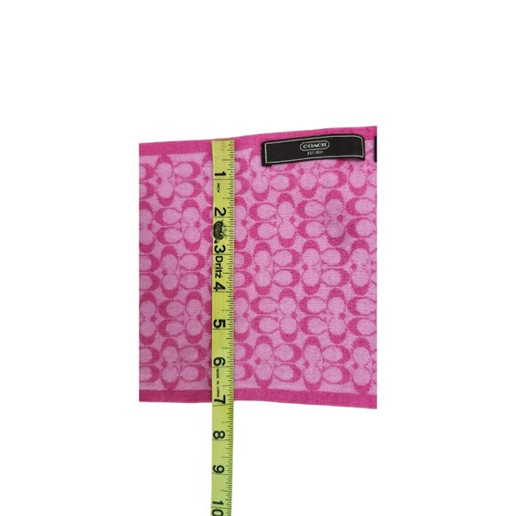 Coach 100% Merino Wool Signature Logo Scarf Pink Fuchsia Soft Knit Winter Wrap - Picture 5 of 6